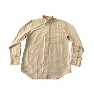 IZOD Button Down Pocket Orange Plaid Long Sleeve Mens Shirt Size Small Preppy